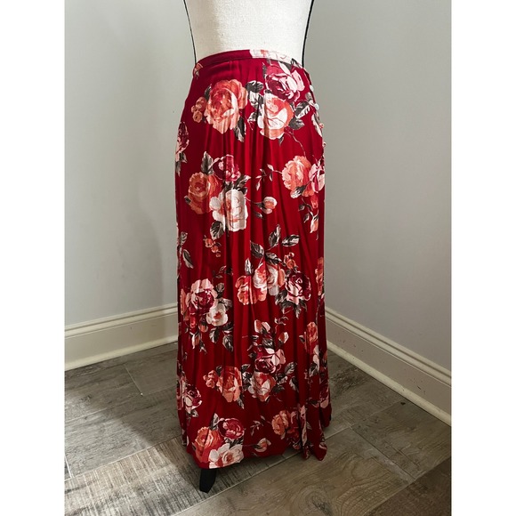 Pendleton Dresses & Skirts - Vintage Red Floral Maxi Skirt sz Small 25 Coastal Chic Resort 80s Boho Romantic